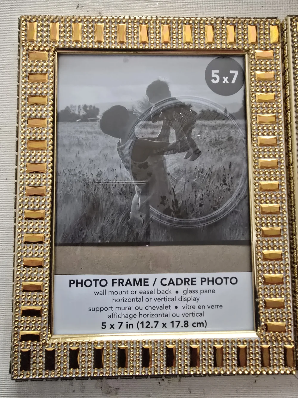 Gold Beaded 5x7 Photo New 2 Piece Handmade Can Be Separate Handmade